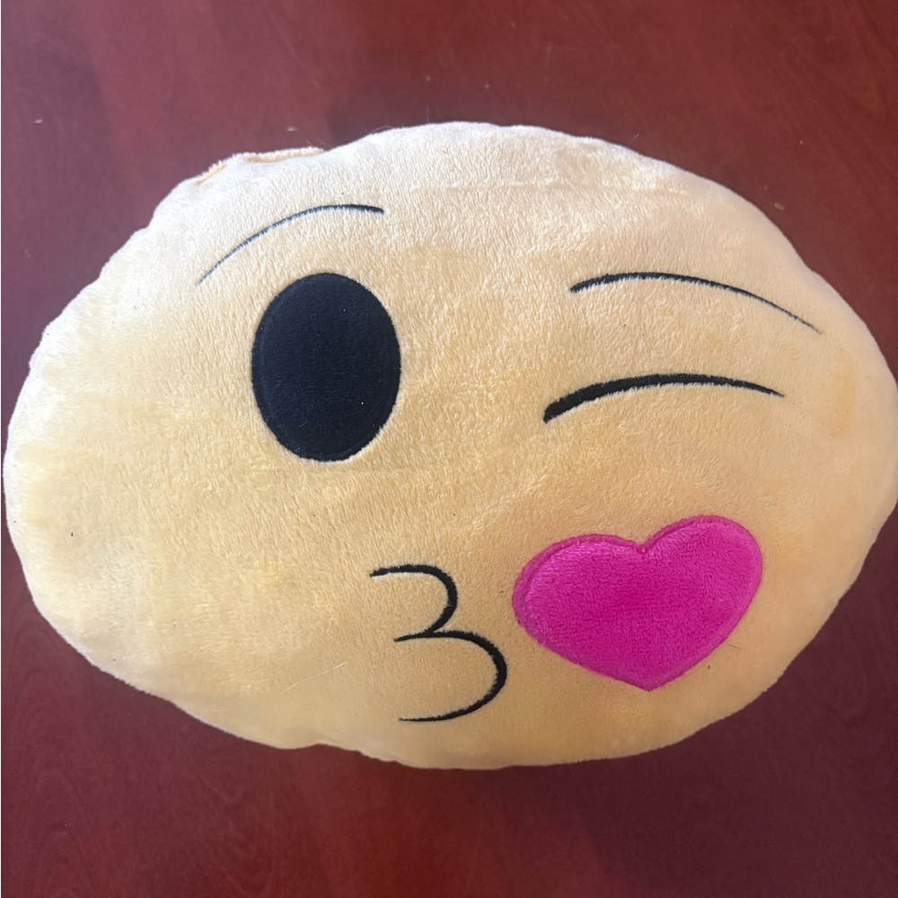 Amazon Emoji Wink Kiss Stuffed Pillow - Yellow and Pink